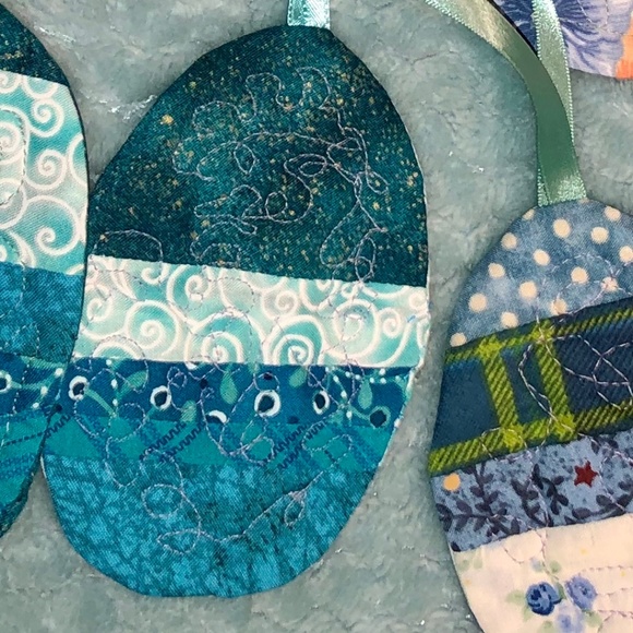 Handmade Quilted Easter Egg Ornaments 2 pc 5 in. - Picture 5 of 6